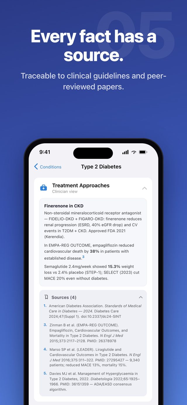 Health Lumia showing the citation behind a medical claim.